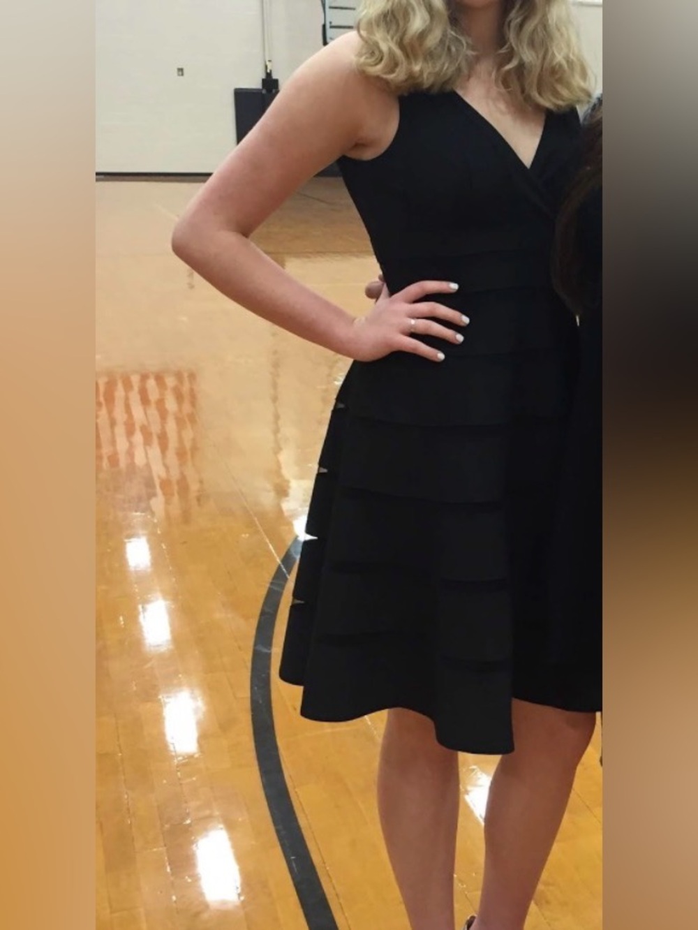 White House Black Market Black Sleeveless V-Neck Dress